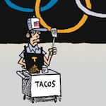 Thumbnail image for Tacos al carbon, gold, silver, bronze, chicken and beef (toon)
