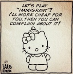 Thumbnail image for La Cucaracha April 1, 2003: Hola Kitty on immigration (toon)
